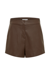 Ingrid Faux Leather Shorts - Dark Brown